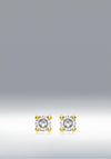 9 Carat Gold White CZ Stud Earrings, Yellow Gold
