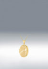 9 Carat Gold Engraved Oval Locket Pendant Necklace, Yellow Gold