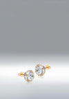 9 Carat Gold Round CZ Pavé Halo Earrings, Yellow Gold