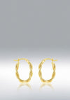 9 Carat Twist Oval Hoops, Yellow Gold