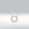 9 Carat Gold Two-Tone CZ Double Circle Necklace, Gold & Silver