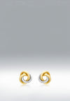 9 Carat Gold Two-Tone Knot Stud Earrings, Yellow Gold & Silver