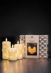 Newgrange Living Set Of 3 Wax LED Candles with String Lights, Cinnamon & Vanilla