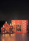 Newgrange Living Set Of 3 Wax LED Candles with String Lights, Mulled Wine