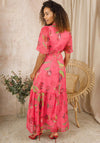 Hope & Ivy Harmony Flutter Sleeve Maxi Wrap Dress, Pink