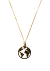 9 Carat Gold World Map Pendant Necklace, Yellow Gold