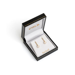 9 Carat Gold CZ Drop Pearl Earrings, Gold