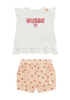 Guess Baby Girl Cherry Top and Short Set, White