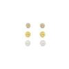Absolute 3 Pack CZ Mix Stud Earrings, Gold