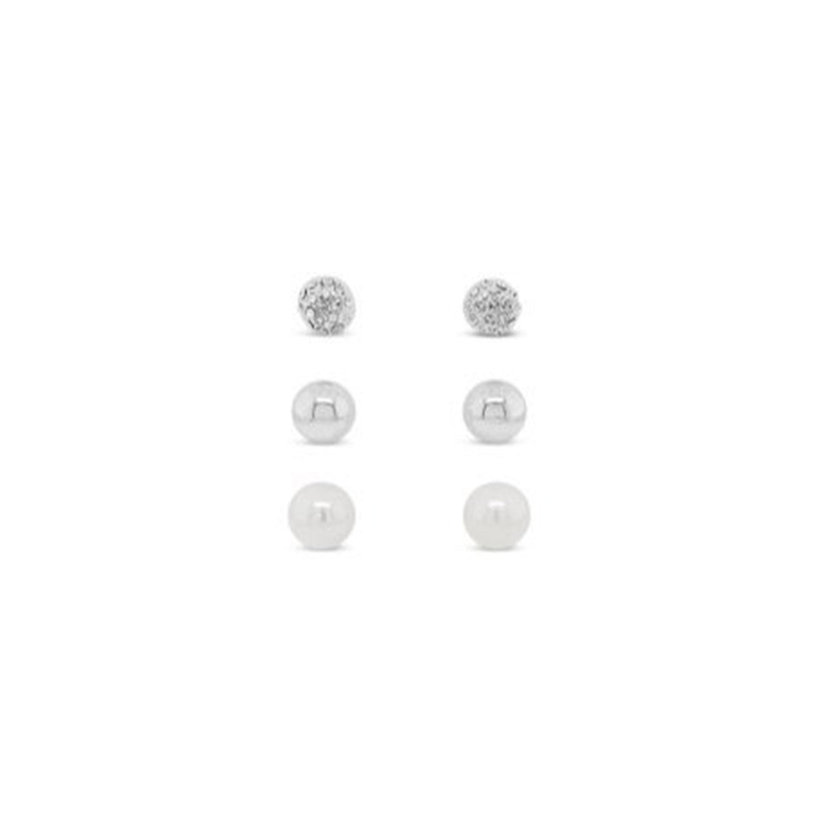 Absolute 3 Pack CZ Mix Stud Earrings, Silver