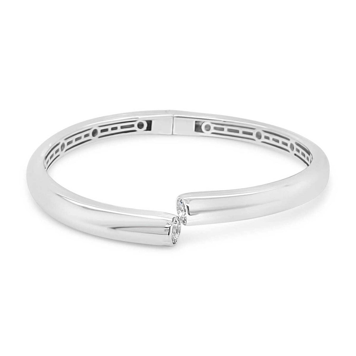 Absolute CZ Hinged Bangle, Silver
