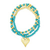 Absolute Turquoise Beaded Heart Charm Bracelet, Gold