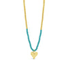 Absolute Turquoise Beaded Heart Charm Necklace, Gold
