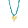 Absolute Turquoise Beaded Heart Charm Necklace, Gold