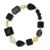 Absolute Black & Pearl Beaded Bracelet, Gold