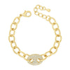 Absolute CZ Oval Disc Chain Link Bracelet, Gold