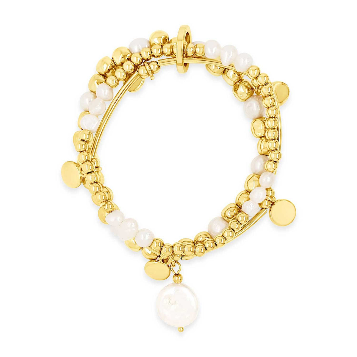 Absolute Pearl Beaded Bracelet Stack, Gold