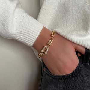 Absolute Oval CZ Link Bracelet, Gold