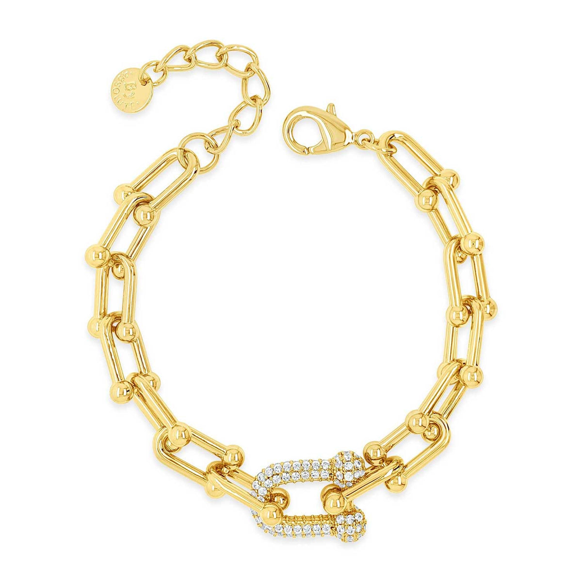 Absolute Oval CZ Link Bracelet, Gold