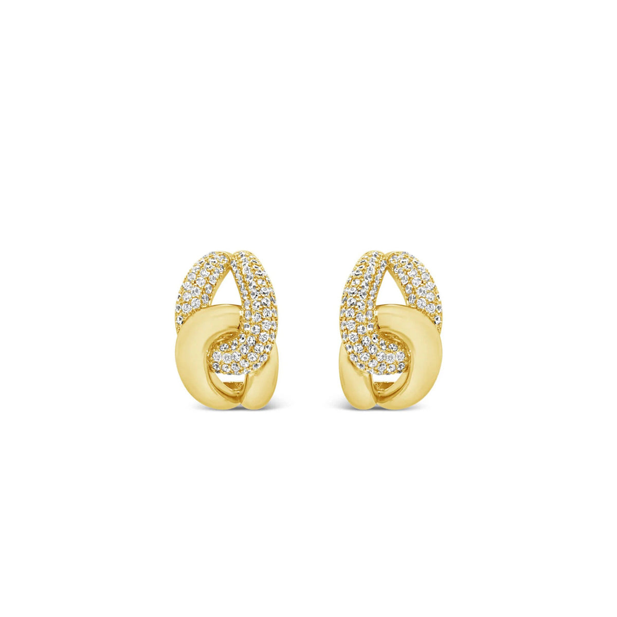 Absolute Chunky CZ Half Hoop Earrings, Gold