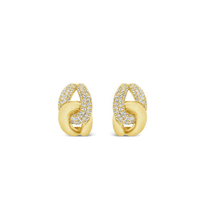 Absolute Chunky CZ Half Hoop Earrings, Gold