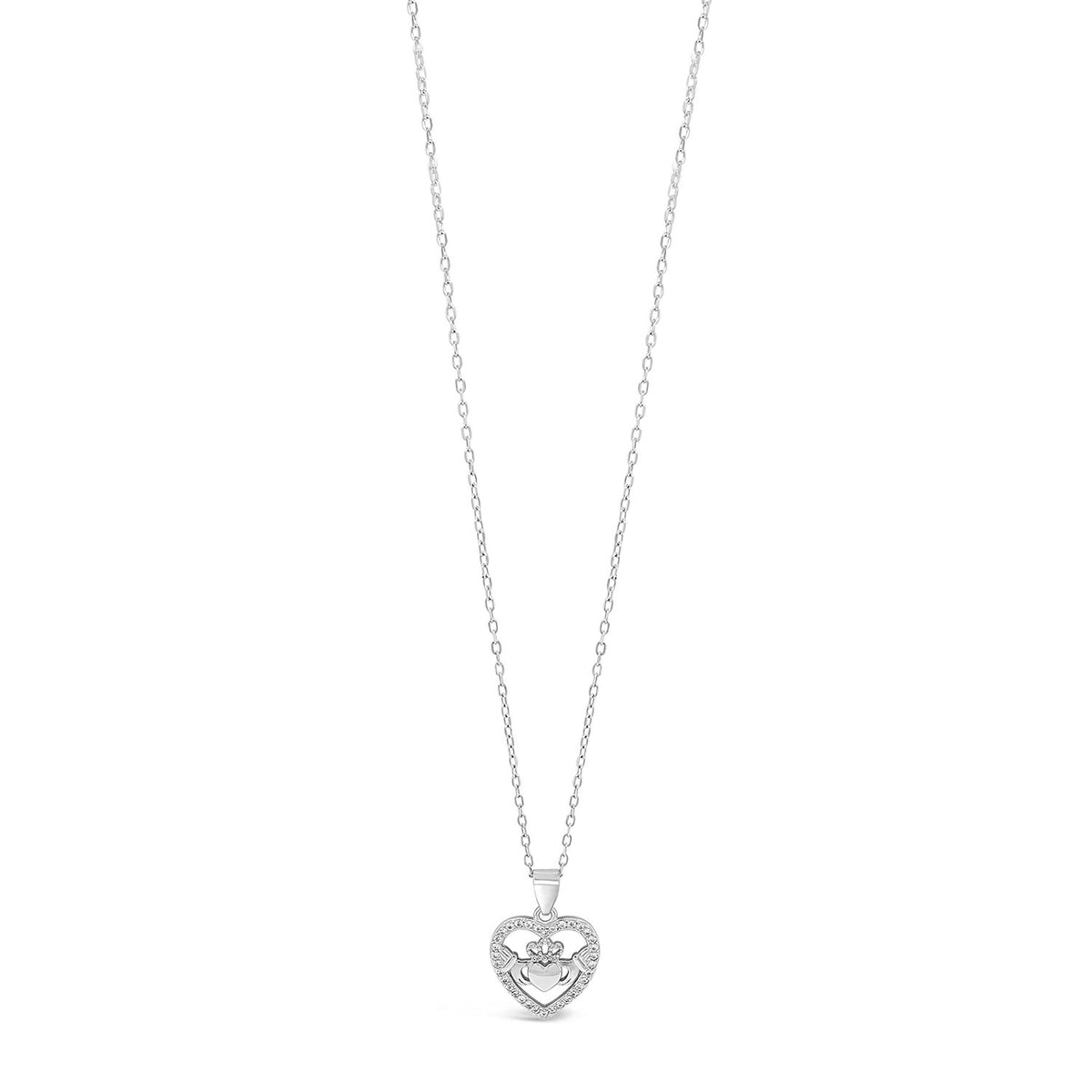 Absolute Claddagh Heart Pendant Necklace, Silver