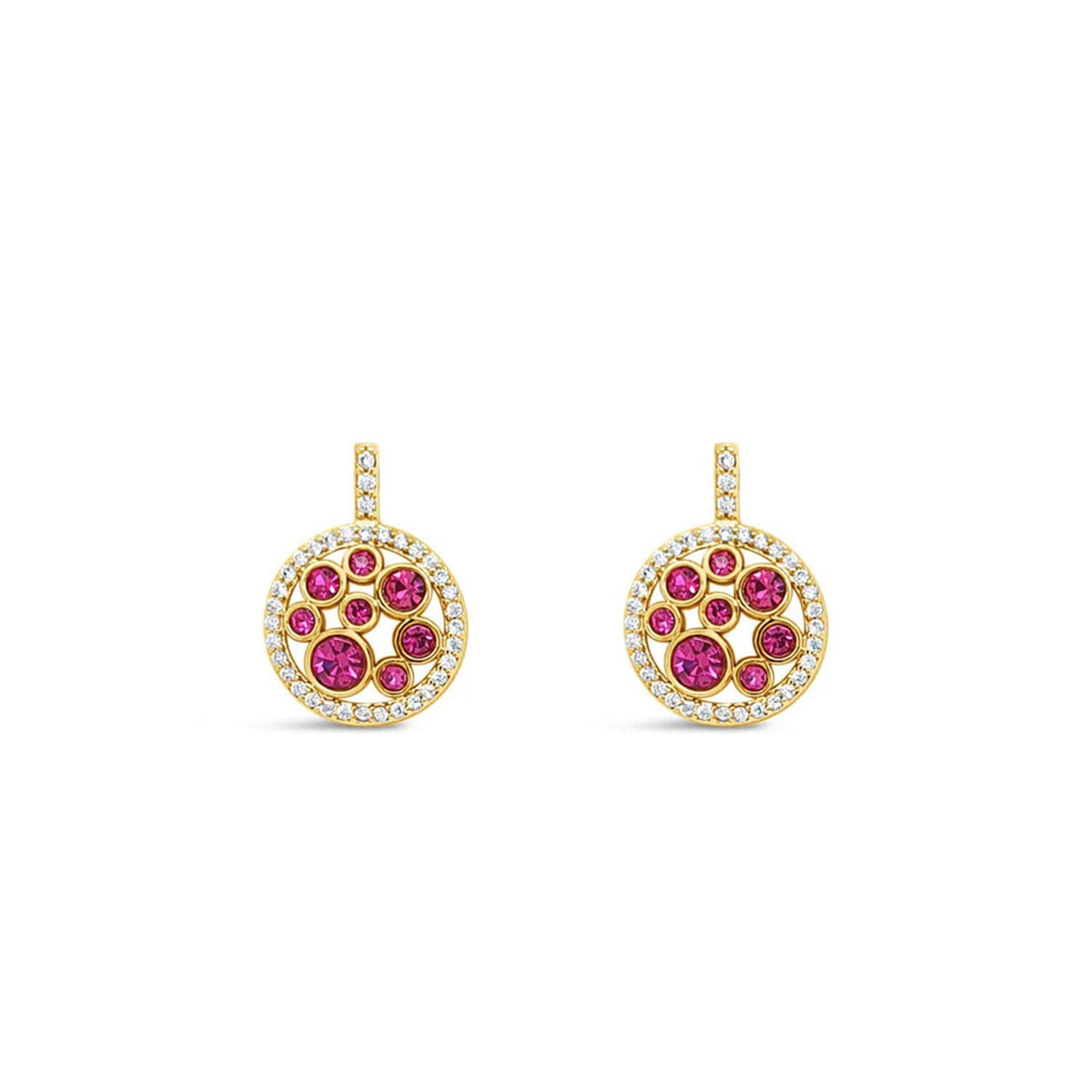 Absolute Cluster Pink CZ Drop Earrings, Gold