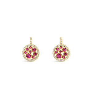 Absolute Cluster Pink CZ Drop Earrings, Gold