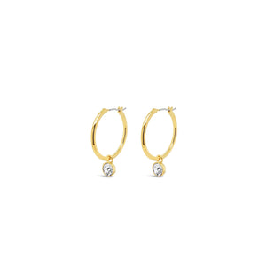 Absolute Crystal Charm Hoop Earrings, Gold