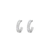 Absolute CZ Baguette Half Hoops, Silver