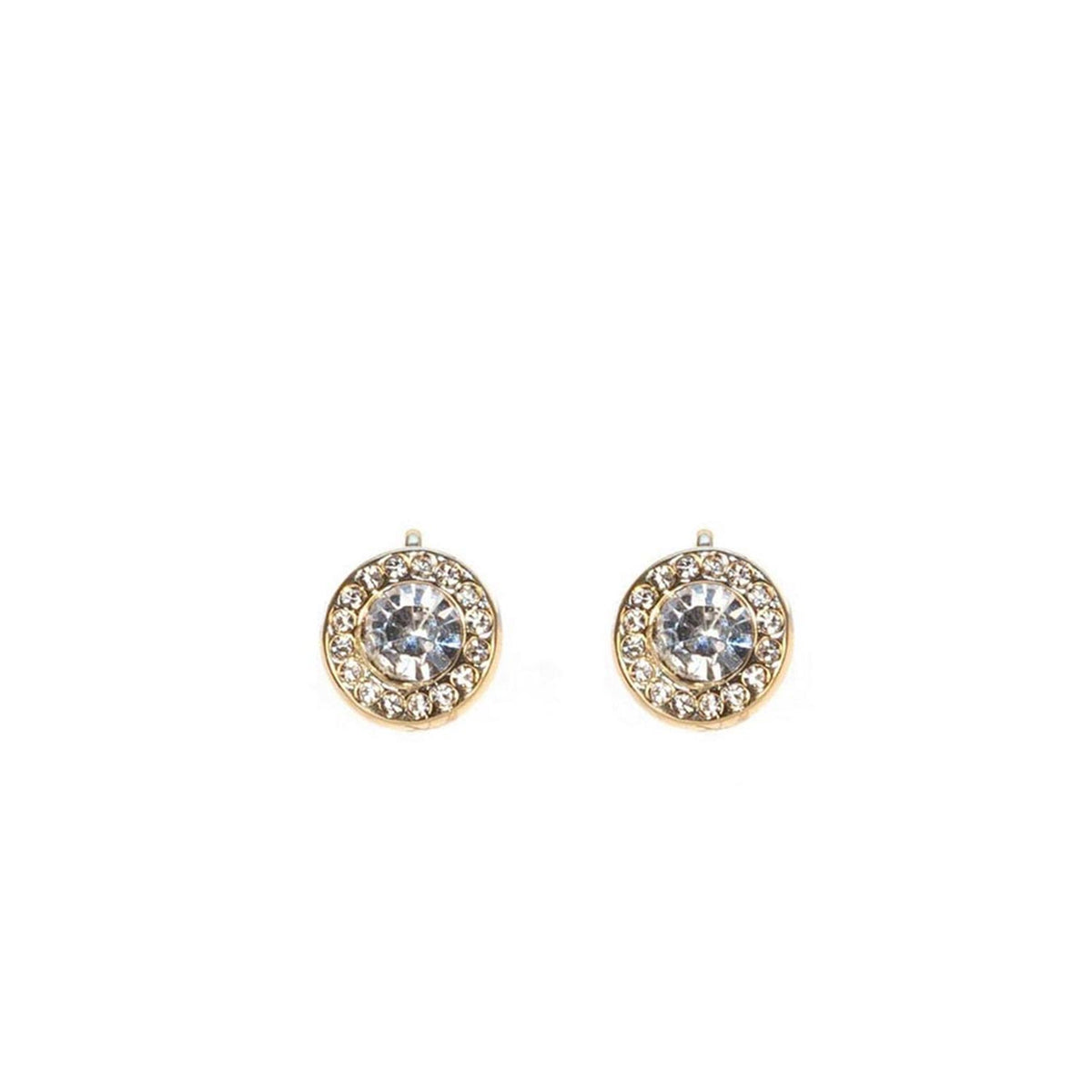 Absolute CZ Halo Stud Clip-on Earrings, Gold
