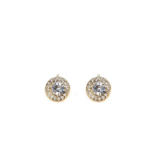 Absolute CZ Halo Stud Clip-on Earrings, Gold