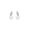 Absolute Pearl Drop CZ Hoop Earrings, Silver