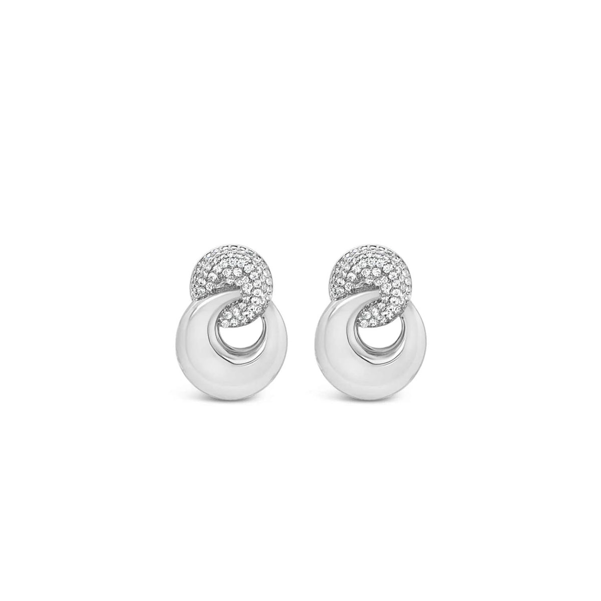 Absolute CZ Intertwined Clip-On Earrings, Silver