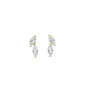 Absolute CZ Leaf Earrings, Gold