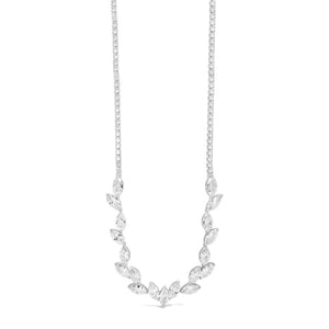 Absolute CZ Leaf Necklace, Silver