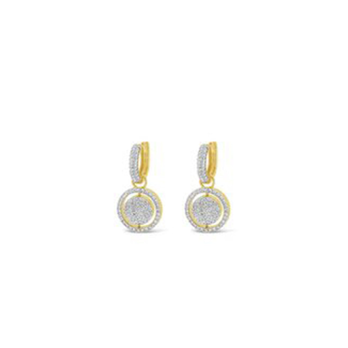 Absolute CZ & Pearl Halo Drop Earrings, Gold