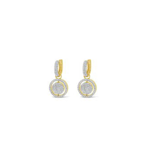 Absolute CZ & Pearl Halo Drop Earrings, Gold