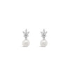 Absolute CZ Pearl Drop Earrings, Silver