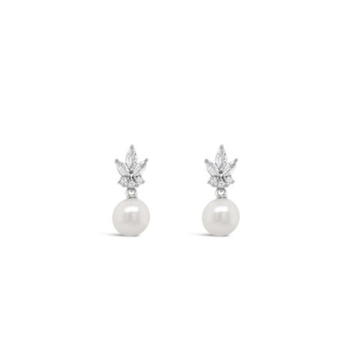 Absolute CZ Pearl Drop Earrings, Silver