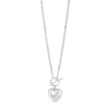 Absolute Double Heart Pendant T-Bar Necklace, Silver