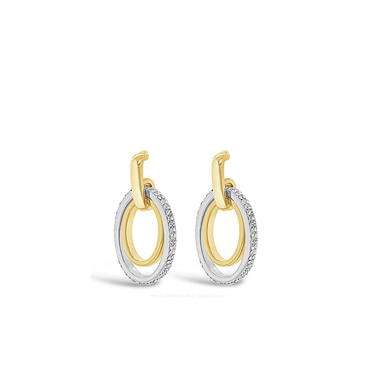 Absolute Double Oval CZ Earrings, Gold & Silver