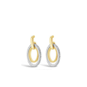 Absolute Double Oval CZ Earrings, Gold & Silver