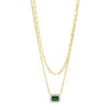 Absolute Double Row Halo Pendant Necklace, Gold & Green