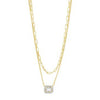 Absolute Double Row Halo Pendant Necklace, Gold