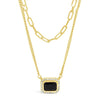 Absolute Double Row Halo Pendant Necklace, Gold & Black