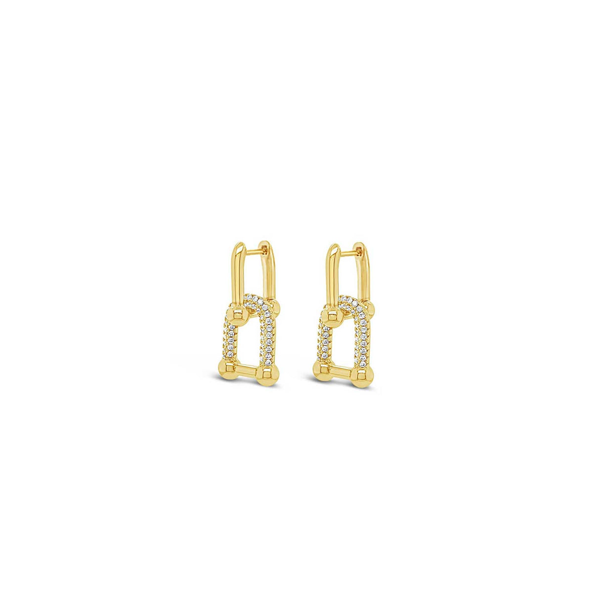 Absolute Oval CZ Link Earrings, Gold