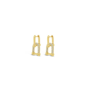 Absolute Oval CZ Link Earrings, Gold