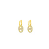 Absolute CZ Oval Disc Earrings, Gold
