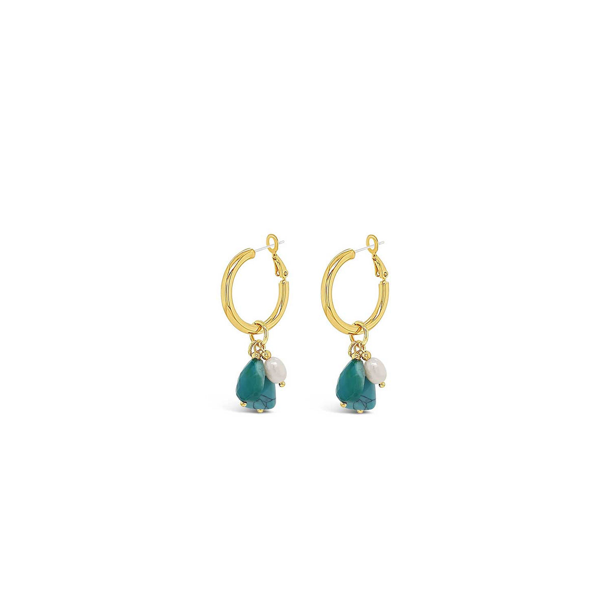 Absolute Turquoise & Pearl Earrings, Gold